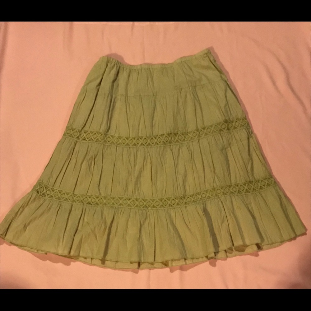 Boundary Tan Boho Maxi Crinkle Skirt-Sz Junior L